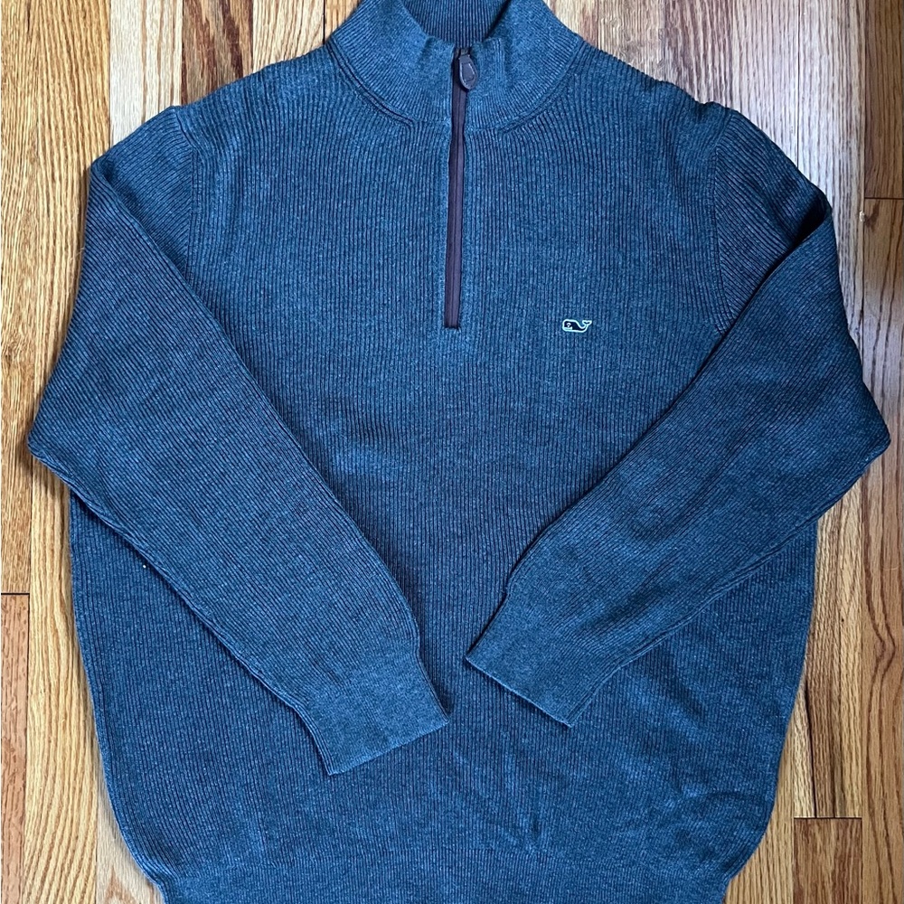 Vineyard Vines Men's Charcoal Quarter-Zip Sweater